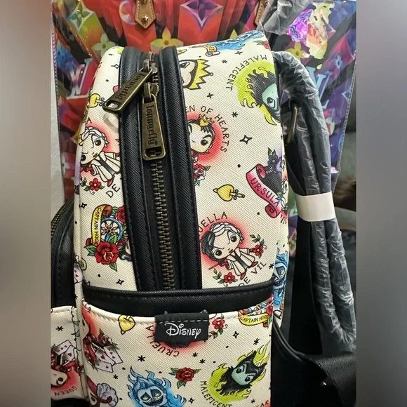 Loungefly POP Disney Villains Tattoo All Over Print Backpack NWT​​ - Picture 3 of 5